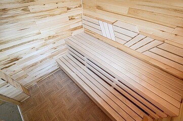 standard interior wooden bath, sauna, steam room