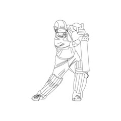 Cricket Player single-line art drawing continues line vector illustration.
stylish cricket batsman standing pose. batsman showing perfect batting technique in cricket match. Player Artwork.