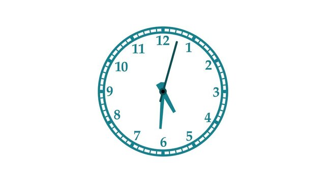 Minimalist Black Clock Face, A simple face with white numbers and hands clock animation on white background