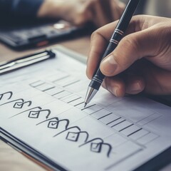 Businessperson Completing a Checklist or Progress Report on a Clipboard