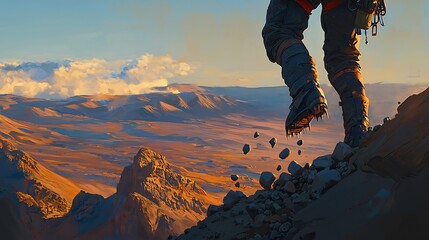 Adventurer's Footsteps, Conquering the Desert Peaks at Golden Hour