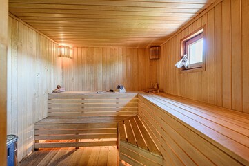 standard interior wooden bath, sauna, steam room