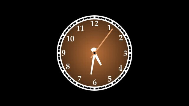Minimalist Analog Clock isolated animation, A minimalist analog clock with a black background