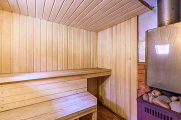 standard interior wooden bath, sauna, steam room