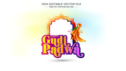 Happy Gudi Padwa. Marathi New Year Cultural Festival Card, Banner Poster, Template, background Design.
