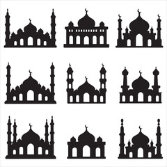 set vector mosque silhouette	
