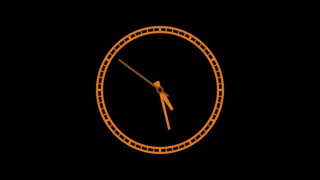 Minimalist Clock isolated animation, Minimalist clock with white hands and border on black background