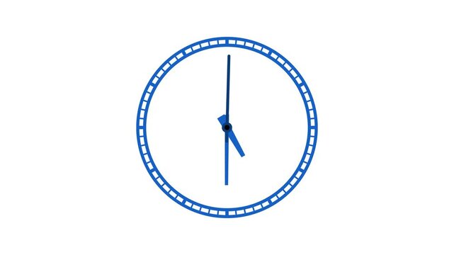 Minimalist Clock isolated animation, Minimalist clock with white hands and border on white background