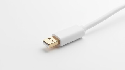 Fototapeta premium White Usb Cable Connector On White
