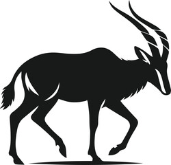Antelope walking with its head lowered silhouette vector