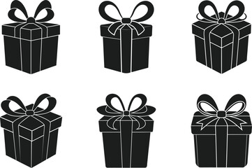 Set of Elegant Gift Box Silhouettes - Vector Illustration for Mother's Day and Celebrations