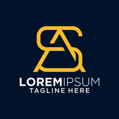 Gold Interlocked AS Monogram Logo on Dark Blue Background