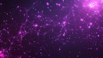 vibrant purple network of interconnected nodes and lines, symbolizing technology and data