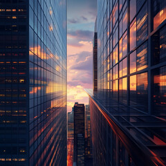 modern office building at sunset