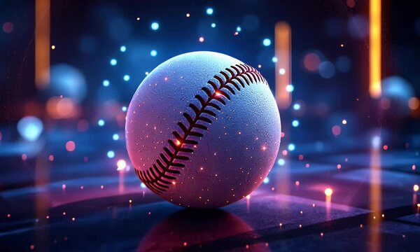 Glowing Ball In Neon Light 3D Rendering