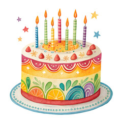 Birthday Cake Image: Colorful & Festive on transparent background