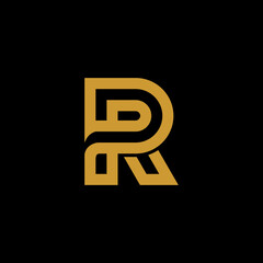 Gold Letter R Logo on Black Background