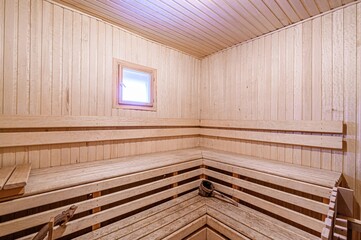 standard interior wooden bath, sauna, steam room