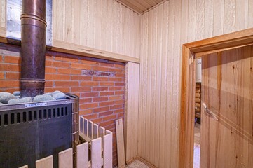 standard interior wooden bath, sauna, steam room