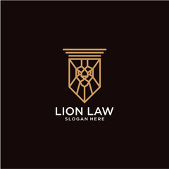 Gold Lion Law Logo Design On Dark Background