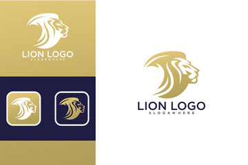 Gold Lion Logo Design Variations On White Background