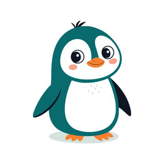 Obraz premium Cute cartoon Penguin colors illustration white background