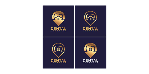 Gold Pixel House Location Logo Variations on Dark Background