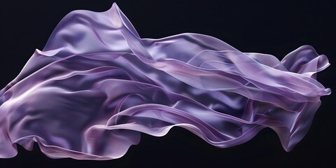 Abstract Lilac Fabric Flowing on Dark Background - Silky Smooth Cloth, Elegant and Graceful