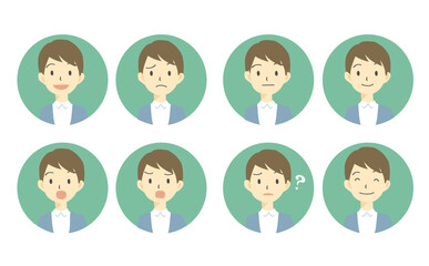 男性の顔の表情アイコンセット