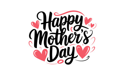 Happy Mother's Day Greeting Card with Hearts and Calligraphy