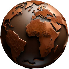Edible chocolate globe with milk chocolate continents
Concept of geography, treat, dessert