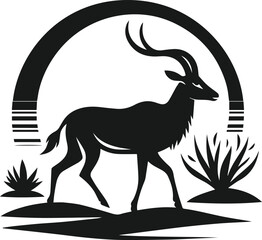 Antelope walking through the desert vector