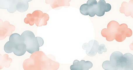 Obraz premium Soft pastel watercolor clouds in the sky, calming illustration