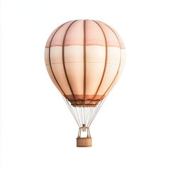 Naklejka premium Beige and Cream Hot Air Balloon Soaring High Above Isolated on White Background