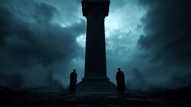 Religious cults and beliefs. Slow motion video clip in dark fantasy genre.
