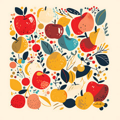 Apple picture cartoon 2D, a beneficial fruit, is used as an illustration for advertising.