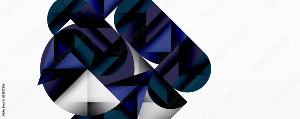 Aufkleber Modern abstract composition with layered circles and angular segments featuring gradients, transparency effects, and a structured geometric layout