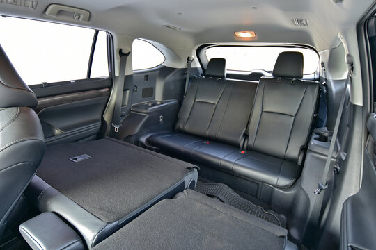 Folded middle seats in the back row of car seats