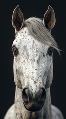 Obraz premium Spotted White Horse with Intense Gaze – Equestrian Beauty