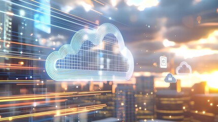 3D visualization of a cloud based e commerce platform powered by AI driven automation seamless multi device shopping experience interactive smart contracts