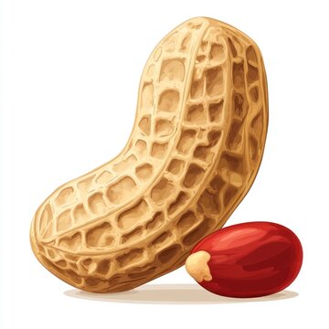 recommend clip art: Isolated peanut in shell and out; healthy food illustration