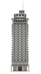 3d render brutalist skyscraper with transparent background