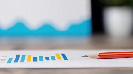 A pencil next to a paper with a color chart on a wooden table for creative design projects