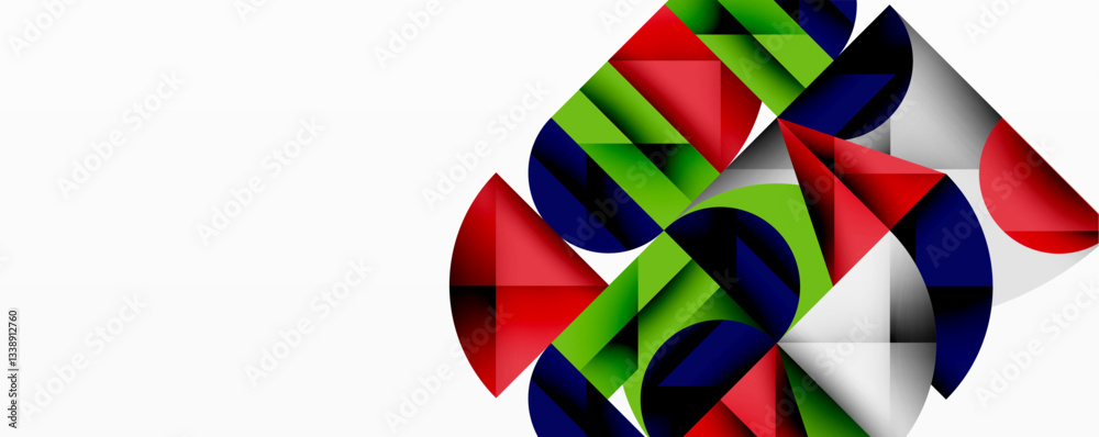Aufkleber Modern abstract composition with layered circles and angular segments featuring gradients, transparency effects, and a structured geometric layout