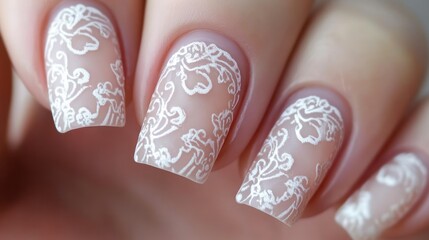 Delicate lace nail art design