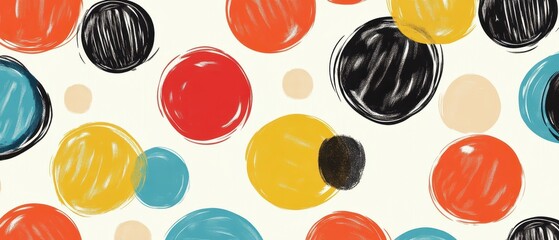 Funky retrostyle polka dots with lively, sketchy handdrawn outlines