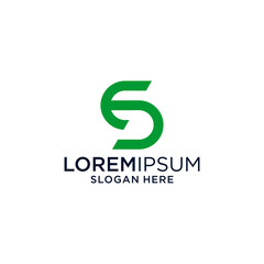 Green and Dark Blue Interlocked Letter Logo Design