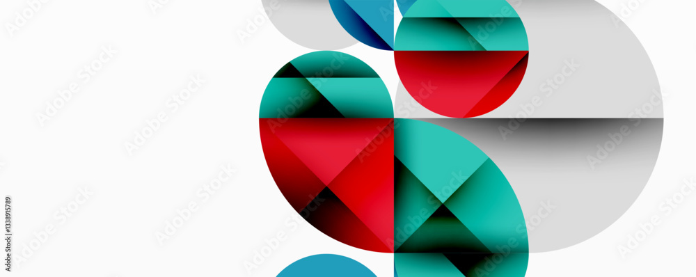Aufkleber Modern abstract composition with layered circles and angular segments featuring gradients, transparency effects, and a structured geometric layout