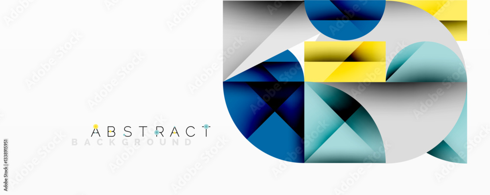 Aufkleber Modern abstract composition with layered circles and angular segments featuring gradients, transparency effects, and a structured geometric layout