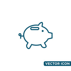 Minimalist Piggy Bank Icon Design Template 